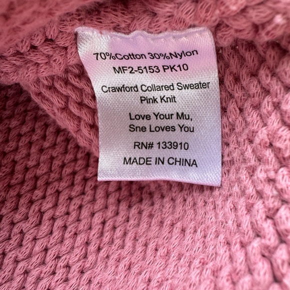Show Me Your Mumu Crawford Collared cropped Pink Knit Sweater Size M - Picture 10 of 13